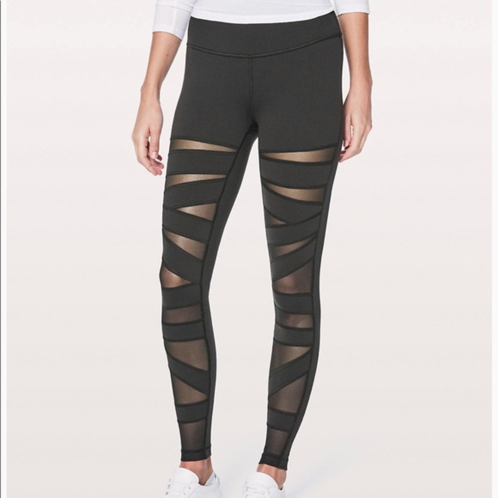 Lululemon Wunder Under Criss Cross Mesh Legging